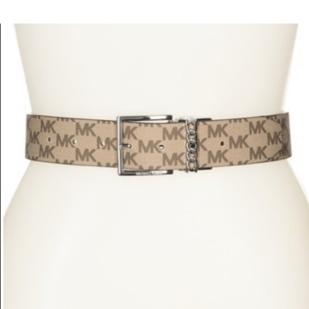 New Michael Kors MK Pattern Reversible Belt